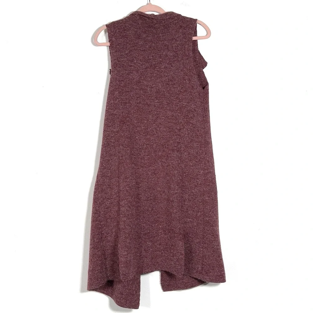 Soft Surroundings Solange Longline Belted Cardigan‎ Sweater Vest Size M Burgundy